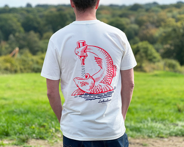T-SHIRT 'DRINKING FISH' NATURAL COTTON